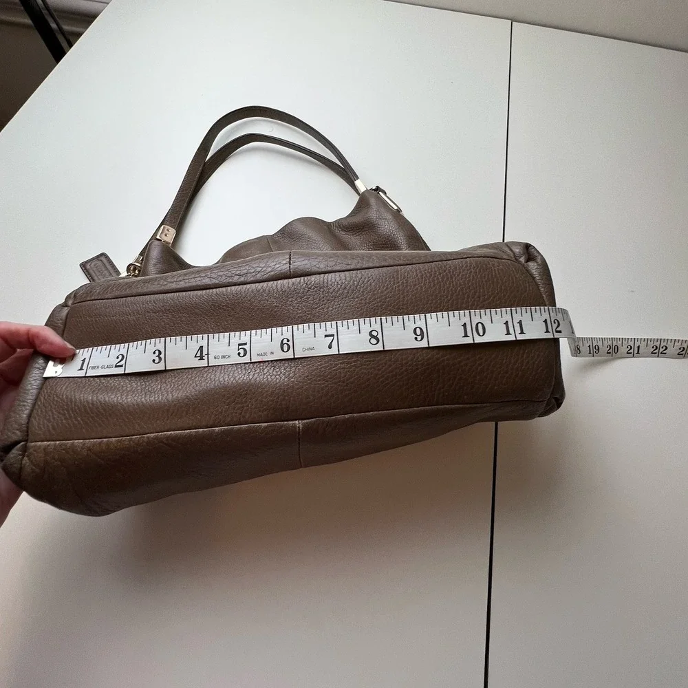 Coach Madison Pebble Taupe/Brown Large Leather Shoulder Bag Minimalist